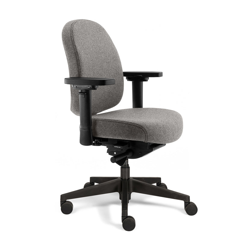 De Bureaustoel Therapod Compact in lichtgrijs wolvilt met zwart voetkruis