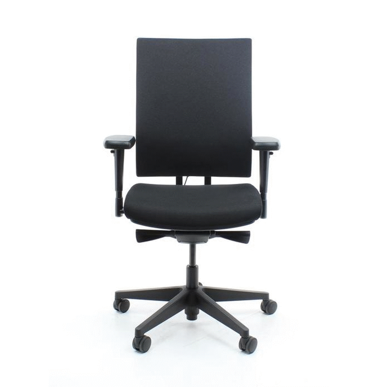 Zwart gestoffeerde Dani Bureaustoel met Comfort rugleuning en zwart onderstel