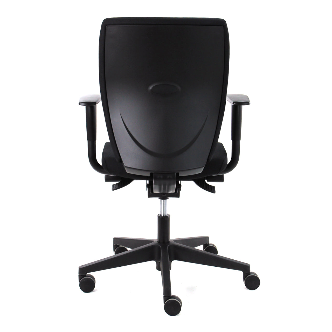 Bureaustoel Demi gezien vanaf de achterkant op een zwart voetkruis