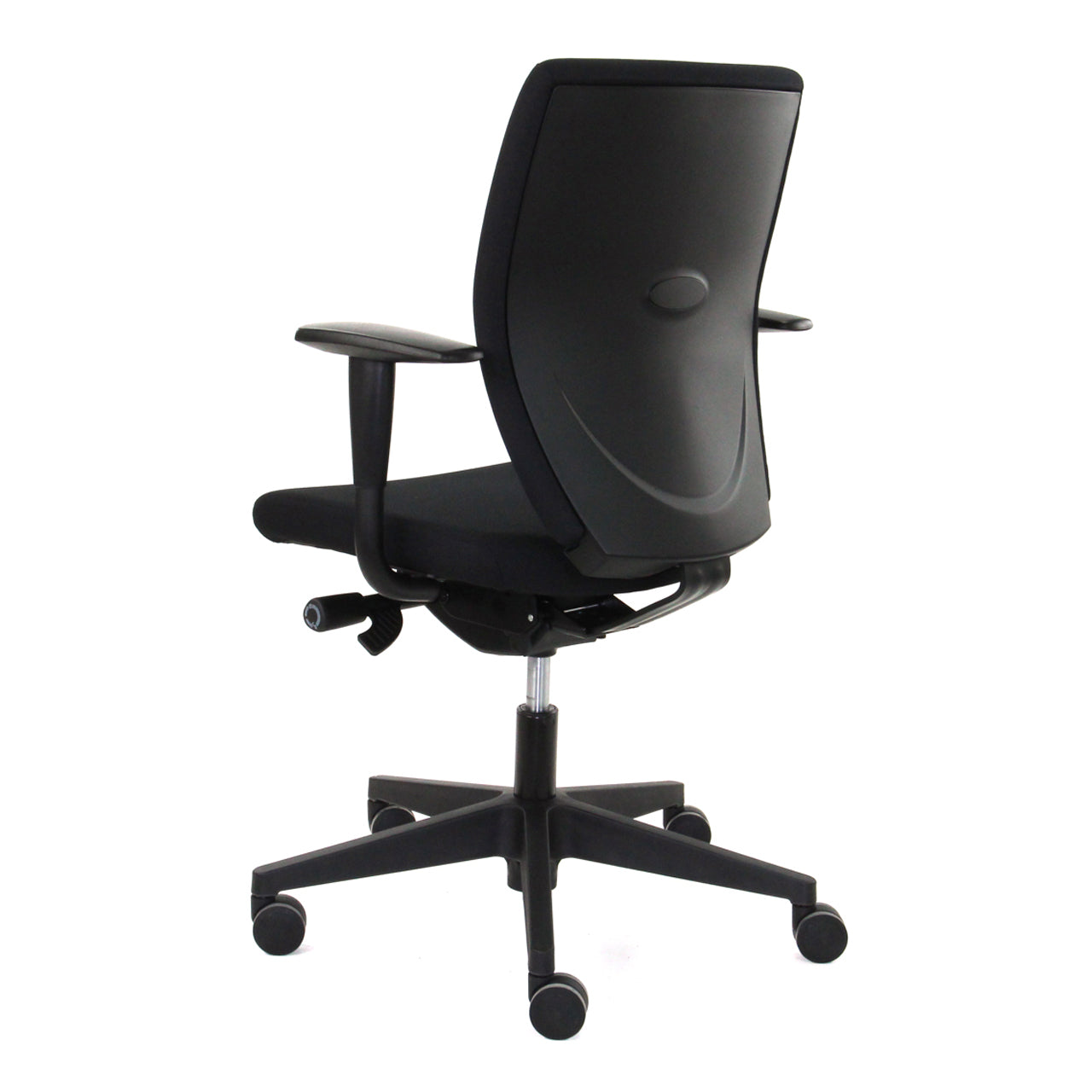 Zwart gestoffeerde bureaustoel Demi gezien van schuin achter