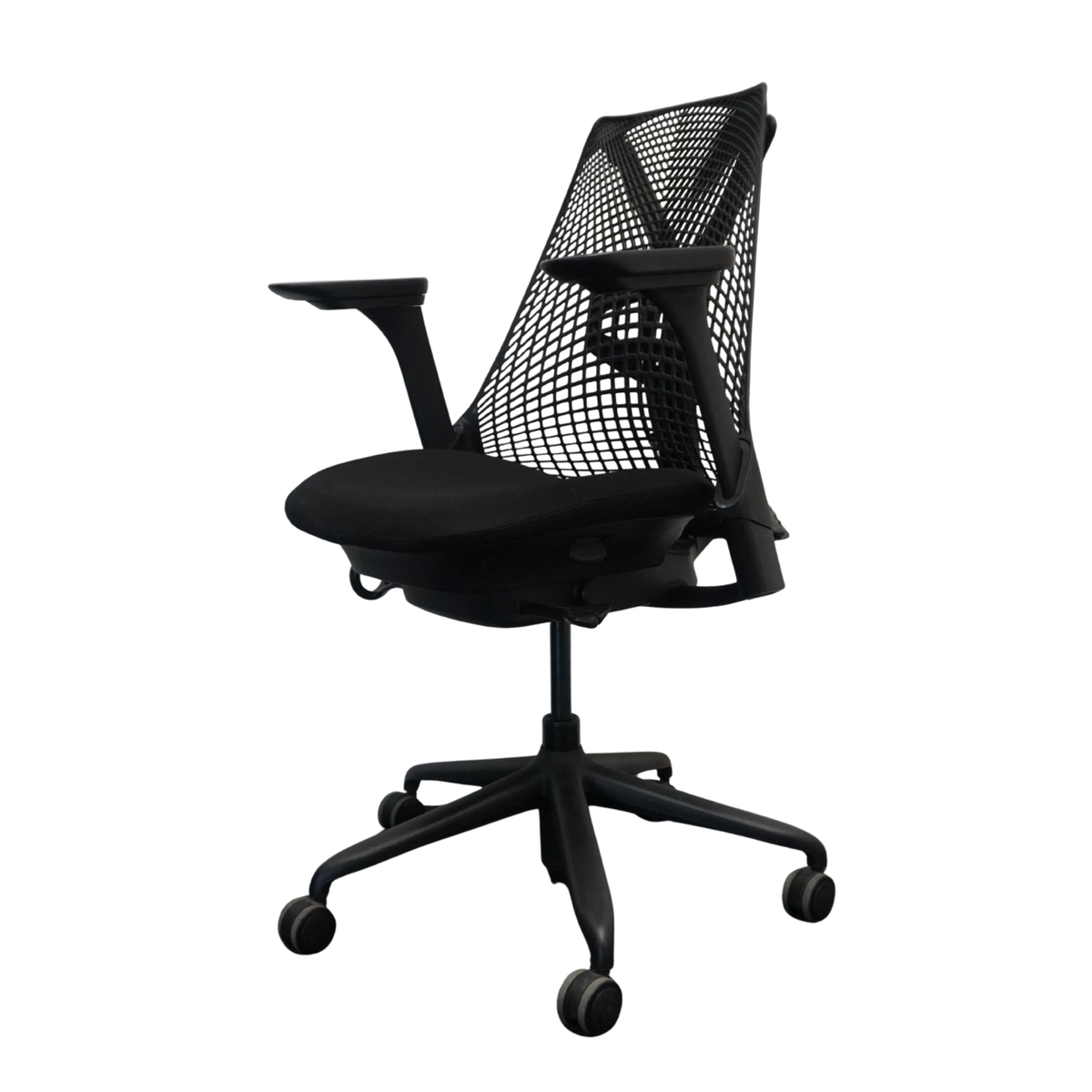 Refurbished Herman Miller Sayl bureaustoel, zwart met kunststof voetkruis